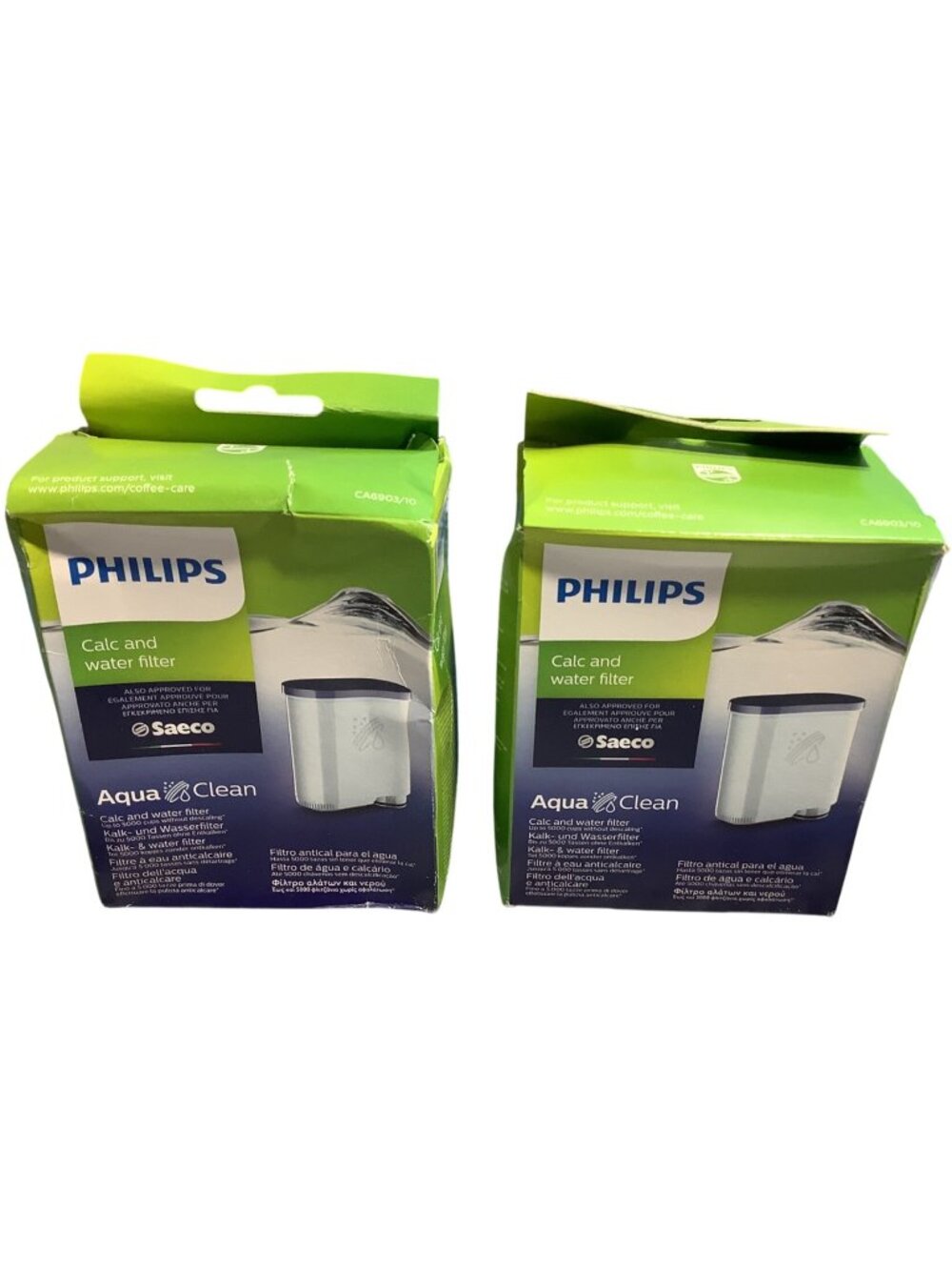 2 Genuine Philips Saeco AquaClean Calc & Water Filter Model CA6903/10